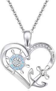 Anchor Pendant Necklace for Women 925 Sterling Silver Nautical Necklace Anchor J - Picture 1 of 9