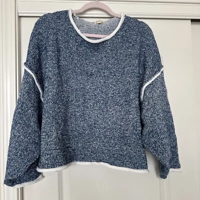 Suéter POL de gran tamaño mezcla de lana costura expuesta borde enrollable holgado cuadrado nuevo sin etiquetas talla L Foto 1 de 4