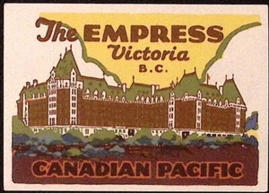 Empress Victoria BC Canadian Pacific Vintage Gepäck Etikett 2,5 x 4,5" - Bild 1 von 2