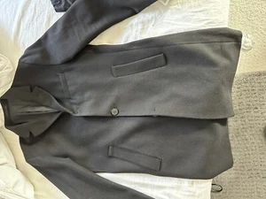 H&M Black wool blend coat Small Suit Overcoat Sleeves Tailored Shortened - Picture 1 of 7