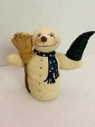 Christmas Snowman With A Tree And Broom In A Cute Little Scarf