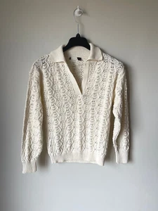 Crochet Open Knit Jumper Ivory Cream EX M&S COLLECTION SMALL / UK 10-12 💖 NEW