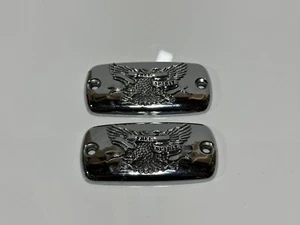 2pc Chrome Metal "Free Spirit" Cover Harley Davidson - Inspection Plate Set Lot - Foto 1 di 9