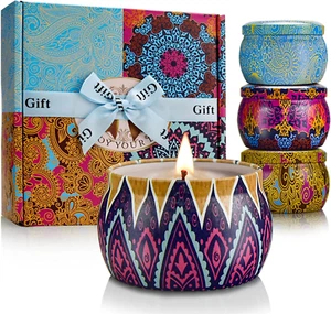 Scented Candles Gift Set, 4 Pack Aromatherapy Candles, Natural Soy Wax - Picture 1 of 12