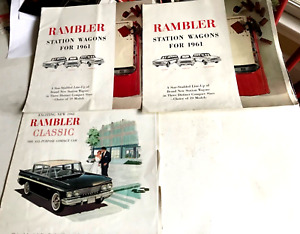 1961 RAMBLER CLASSIC & STATION WAGONS: CAR AUTO BROCHURES (3 ITEMS)