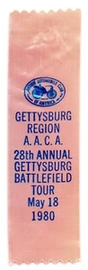 1980 Antique Automobile Club America AACA Ribbon Gettysburg Battlefield Tour VTG - Imagen 1 de 2