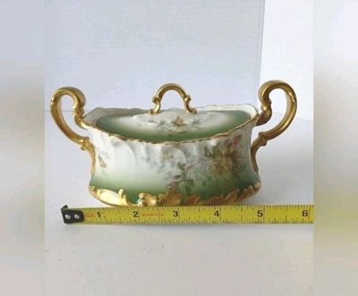 RARO T&V Limoges Antiguo Azúcar Cuenco Pintado a Mano Venecia Firmado 24/12/1896  Foto 1 de 4