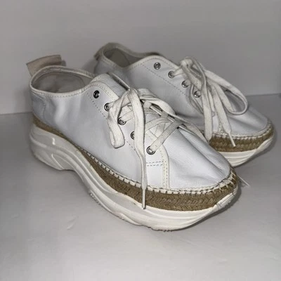 Anthropologie White Leather Platform Espadrille Sneakers Size 38 Shoe - Image 1 of 4