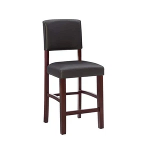 Linon Home Decor Mary 24 in. Espresso Brown Cushioned Back Wood Counter Stool - Picture 1 of 11