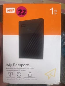 Western Digital My Passport WDBYVG001088KWESN 1TB,External,2.5 inch Hard Drive - Zdjęcie 1 z 2