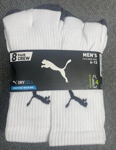PUMA Men's WHITE Crew Sock 8-pair, 16-pair OR 24-pair NWT - Picture 1 of 11