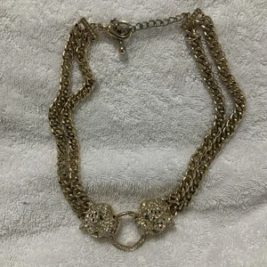 Pave Strass Doppel Leopard Panther Kopf Halskette Kette - Bild 1 von 5
