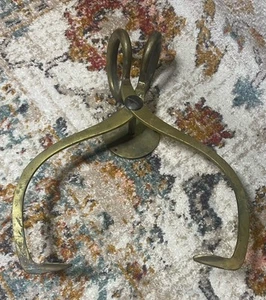 Vintage Solid Brass Wall Mount Ice Block Tongs Figurative Paper Towel Holder - Picture 1 of 9