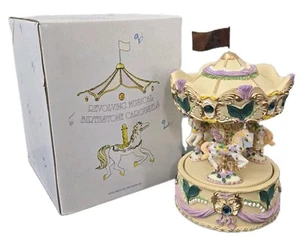 Eastern Gateways Vintage Revolving Music Box MAY Birthstone Horse Carousel - Picture 1 of 7
