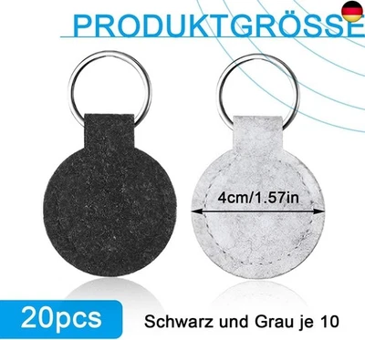FeiOne 20 Stück Schlüsselanhänger Filz ? Plotter Rohlinge 4 x 7,5 cm Rund, Filz