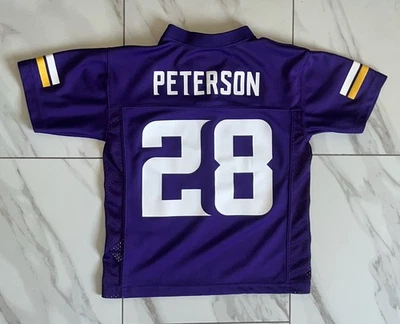 Camiseta deportiva de los Minnesota Vikings NFL Adrian Peterson juvenil mediana niños 5/6 púrpura usada en excelente estado Foto 1 de 4