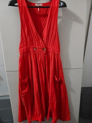 Free People Dress Womens M Red Diana Wrap Midi Maxi Flare Sleeveless Plunge Boho - Image 1 of 4