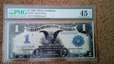 1899  $1 ONE DOLLAR LARGE-SIZE SILVER CERTIFICATE BANKNOTE, CXF, PMG 45 EPQ - Image 1 of 4