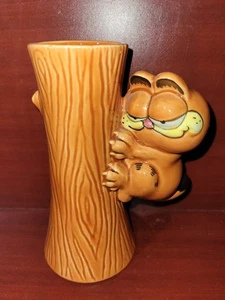 Estatuilla Garfield de cerámica Enesco de colección florero de 5" los gatos son los mejores escaladores de árboles - Imagen 1 de 4