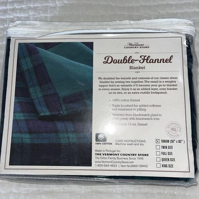 Vermont Country Store Verde RELOJ NEGRO A CUADROS Algodón Doble Franela TIRAR NUEVO CON ETIQUETAS Foto 1 de 4