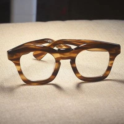 Men's Vintage handmade Eyeglasses frame women's light tortoise acetate glasses - Image 1 of 4