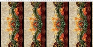 Dragons The Ancients Border Multi Cotton Quilting Fabric 1/2 YARD - Picture 1 of 3