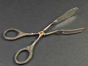 VINTAGE 1930's Latvia 875 SILVER HANDLE, SALAD SERVING SCISSOR TONGS T198 - Picture 1 of 8
