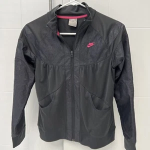 Nike Girls Jacket Sportswear XL 16 Black And Pink Full Zip New Without Tags - Picture 1 of 13