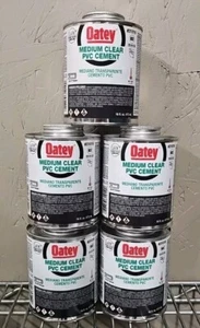 5 Pack Oatey 1Pt Medium-Bodied Clear PVC Pipe Fitting Cement 31019 16 ounce each - Picture 1 of 3