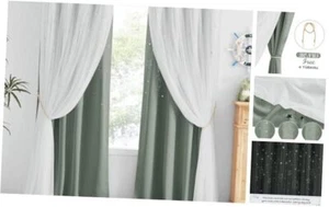 Nrsery Curtains for Girls Bedroom Kids Room Darkening Curtains Star Moon - Picture 1 of 8