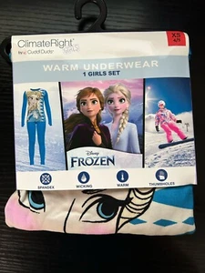 NWT Climate Right by Cuddl Duds Disney Frozen Warm Underwear Girls Set XS 4/5 - Picture 1 of 3