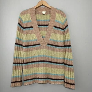 Maurices Size Size XL Striped Ribbed Knit V-neck Sweater Y2K 90s Academia Preppy - Picture 1 of 6