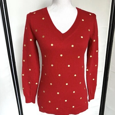 J. Crew Pullover Sweater Women's Size Small Polka Dot Red Wool Blend Style E3422 - Image 1 of 4