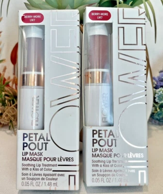 FLOWER Beauty Petal Pout Lip Mask Berry-More LM7 💋NEW💋Lip Treatment Lot of 2 - Image 1 of 3