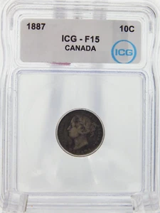 1887 Canada 10 Cent Piece Coin Dime - ICG Graded F 15 (BT496) - Picture 1 of 4