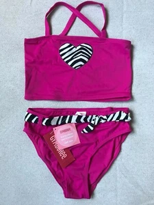 Gymboree NWT Zebra Striped Heart 2-Piece Swimsuit Swimwear UPF 50+ *size 8 years - Picture 1 of 1