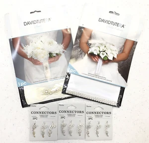 David Tutera Bridal Wedding Bouquet Wrap Rhinestone Lace Love Connectors Lot NEW - Picture 1 of 5
