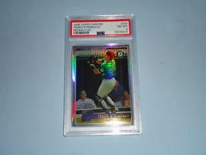 Tarjeta de béisbol 1996 Topps cromo refractor Terry Steinbach PSA 8 casi nueva-como nueva 78039414 - Imagen 1 de 2