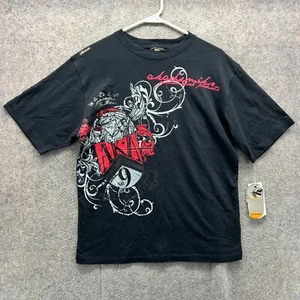 Vintage Akademiks Shirt Youth Large Black Red Streetwear Tee Y2K Spell out NEW - Picture 1 of 10