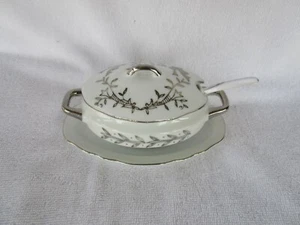 LOVELY~ Lefton China 25 Year Anniversary Porcelain Gravy Boat #5722~ Plus Spoon! - Picture 1 of 10
