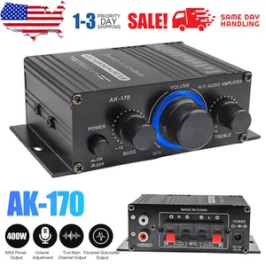 400W 12V 2 Channel Powerful Stereo Audio Power Amplifier HiFi Bass Amp Car Home - Picture 1 of 12