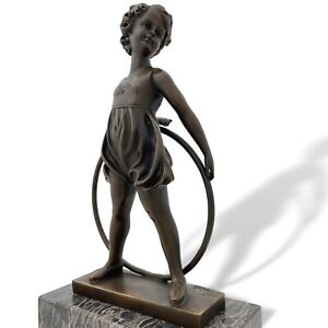 Statuette de jeune gymnaste d´après Ferdinand Preiss style art déco bronze