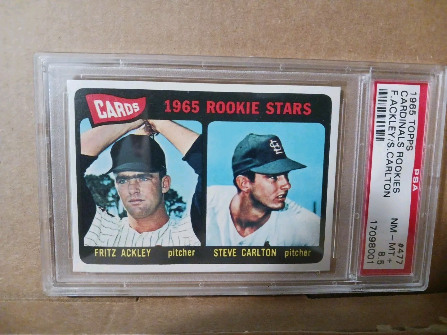 1965 Topps #477 Steve Carlton Rookie Card St. Louis Cardinals PSA 8.5 NM-MT+