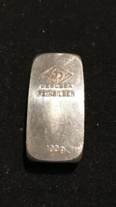 100 g Degussa Silberbarren 999 Feinsilber Gramm LMBA Zertifikat Alte Sargform - Bild 1 von 3