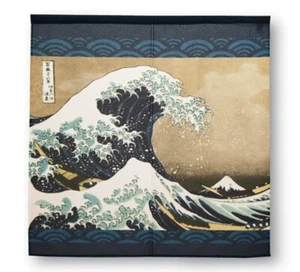 Noren Japanese Hanging Door Curtain Hokusai Great Wave Kanagawa Japan 90x85cm - Picture 1 of 10