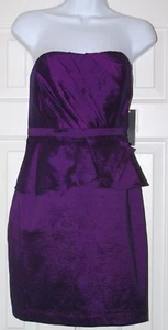 NWT AQUA WOMENS SIZE 4 SMALL PURPLE EVENING PEPLUM DRESS PARTY COCKTAIL WEDDING - Picture 1 of 3