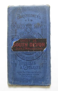 Bartholomew's New Reduced Survey Map of South Devon - Vintage Cloth Map - Picture 1 of 6