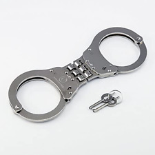 Heavy Duty Hinged Double Lock Steel Police Edition Professional Grade Handcuffs