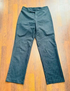 Pantalones de vestir antiguos azul marino negros a rayas talla 6 pierna ancha recta justo debajo de la cintura - Imagen 1 de 5