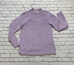 Quacker Factory Women’s Size M Lavander Sequin Farisile Chunky Knit Sweater - Picture 1 of 24
